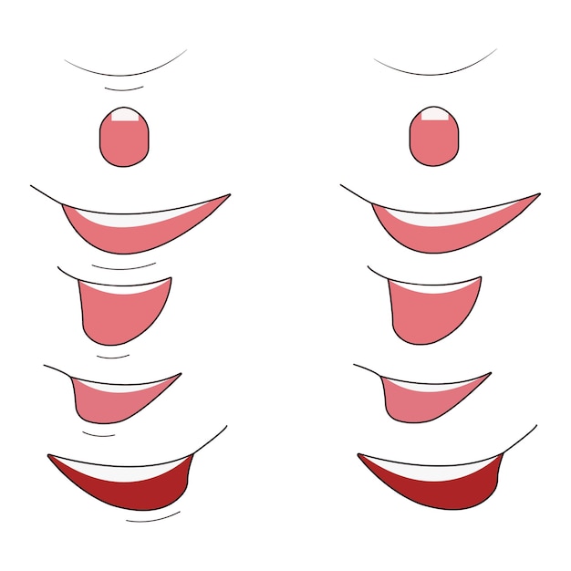 Vetor lábios isolados em fundo branco ilustração vetorial de estilo de desenho animado