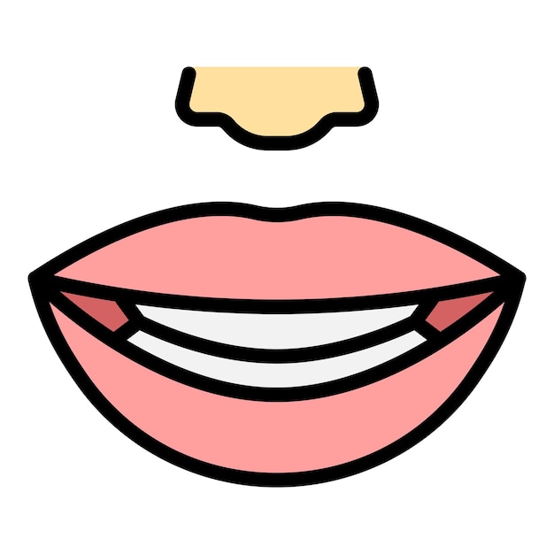 Vetor lábios som articulação ícone contorno vetor animação boca língua pronúncia cor plana