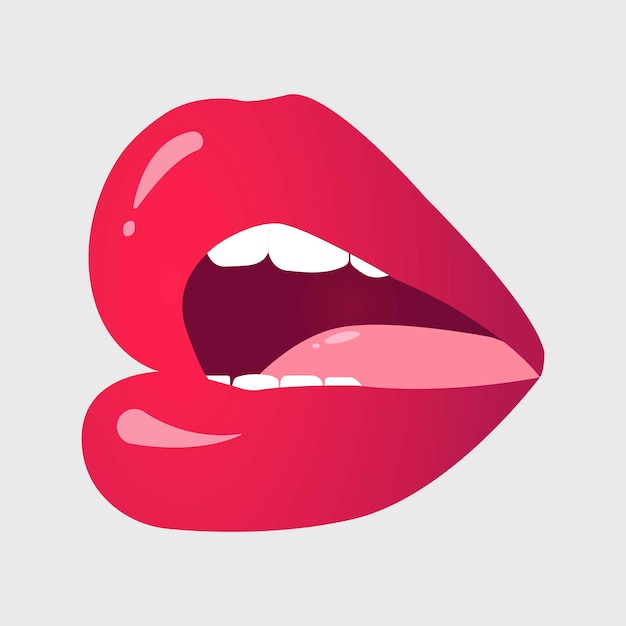 Vetor lábios vermelhos. a ilustração pode ser usada como ícones, pôster,