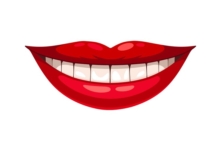Vetor lábios vermelhos conceito de beleza estética e elegância maquiagem e glamour mulher ou garota sexy gráfico