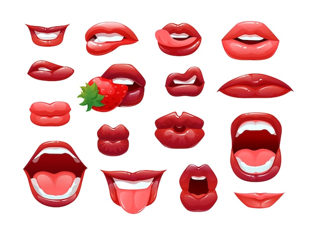 lábios de bocas falantes bonitos dos desenhos animados para