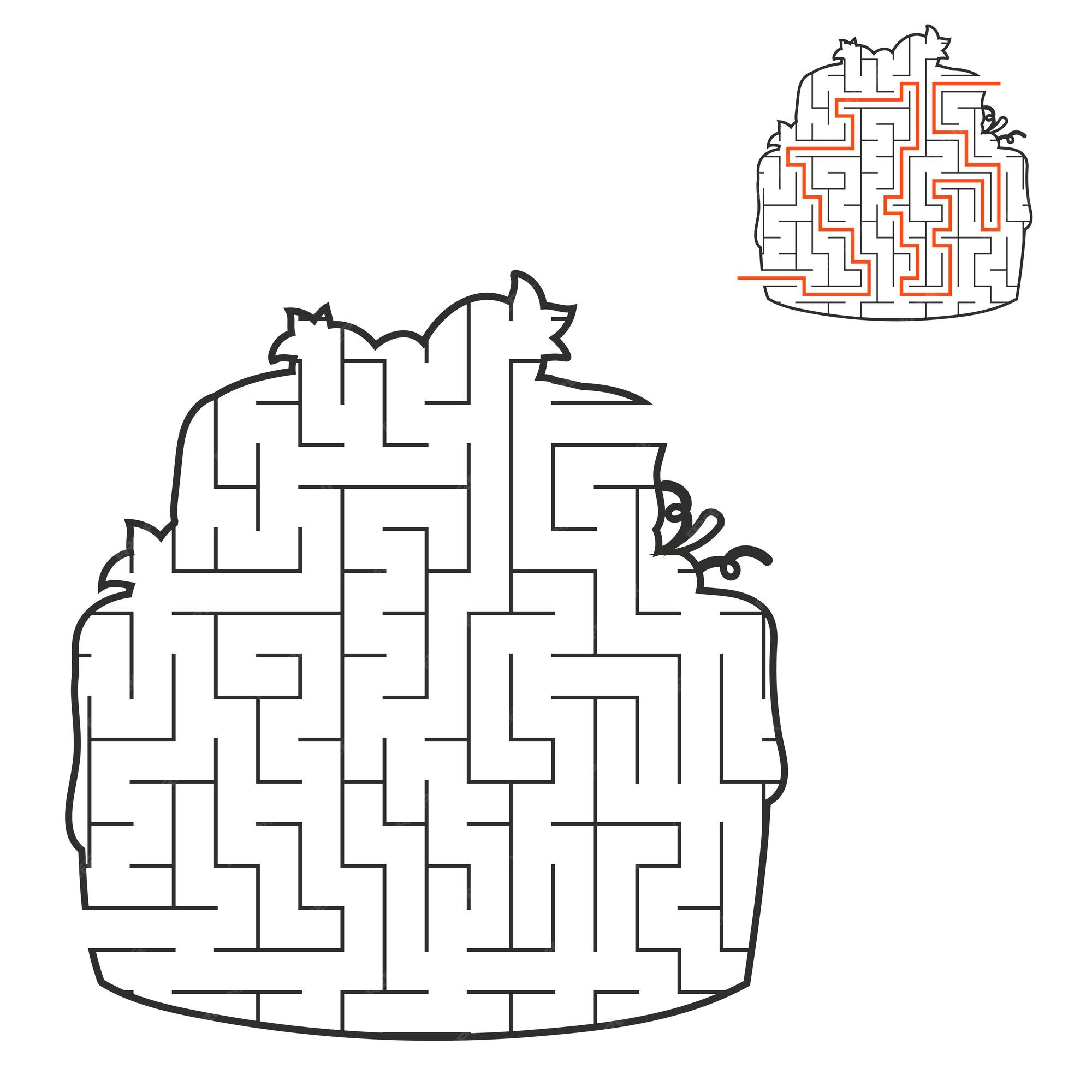 Jogo abstrato de labirinto simples com resposta labirinto fácil para  crianças