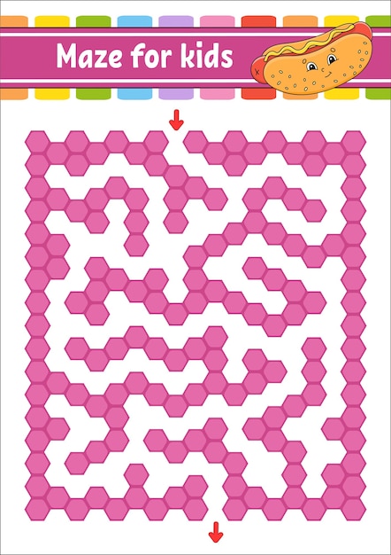 Labirinto de cor retangular. jogo para crianças. labirinto engraçado. planilha de desenvolvimento de educação.