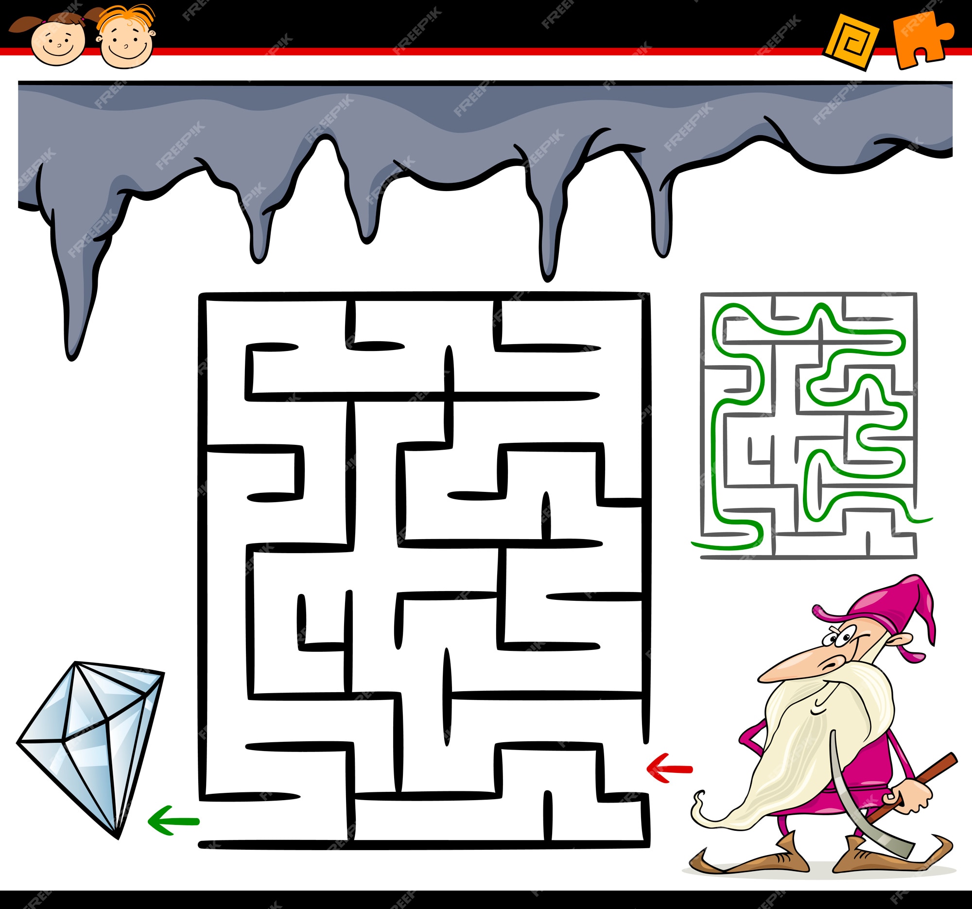 labirinto, jogo de labirinto. jogo educativo para crianças. linha e tesoura  de desenho animado 8024309 Vetor no Vecteezy