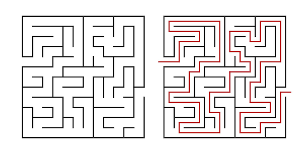 Jogo de labirinto jogos de labirinto com objetivo e caminhos peças de papel  de quebra-cabeça encontre caminhos certos ou saia negócios ou problemas  mentais solução metáfora localização vetorial arrumada