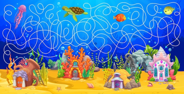 Labirinto jogo de labirinto com paisagem subaquática