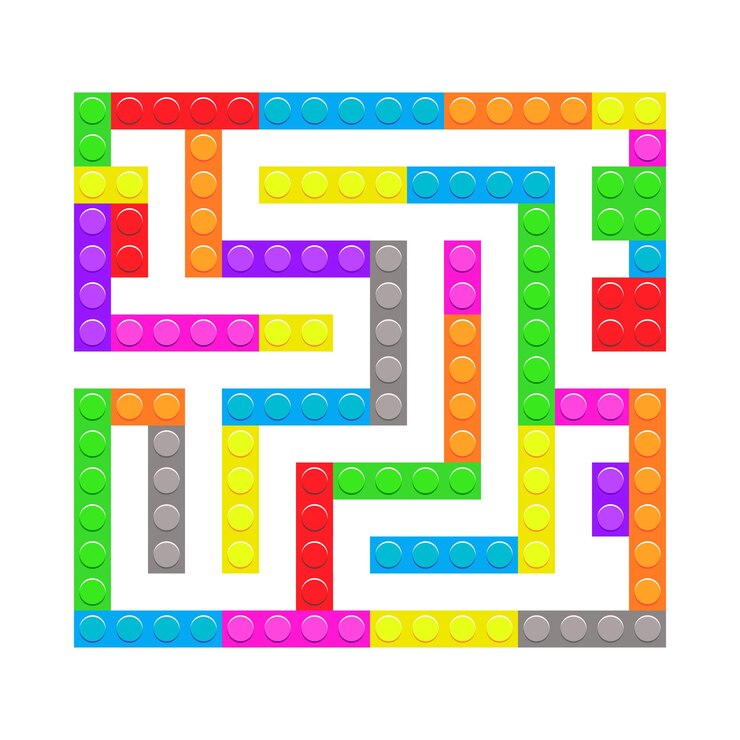 Vetor labirinto quadrado de tijolos, jogo de labirinto de brinquedo para crianças enigma da lógica uma entrada