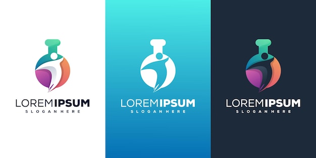 Laboratório com design de logotipo humano moderno