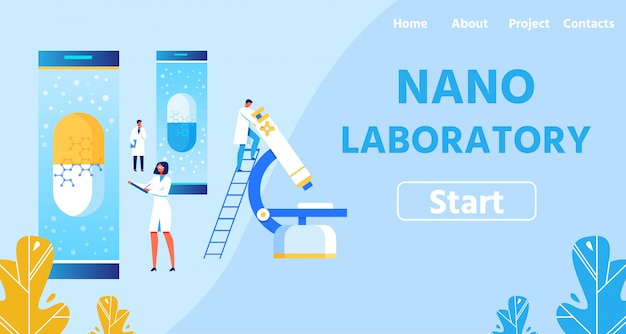 Laboratório nano com equipamentos modernos landing page
