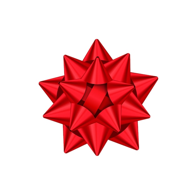 Laço vermelho decorativo volumétrico de fita. ícone de cor