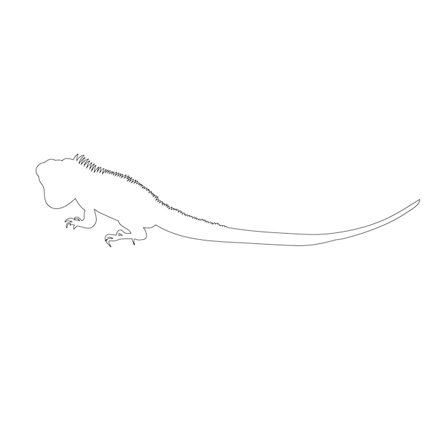 Lagarto de contorno de iguana isolado de vetor no ícone de fundo branco