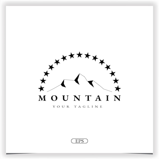 Lago de aventura e logotipo de montanha modelo elegante premium vetor eps 10