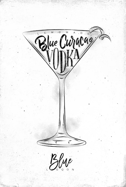 Lagoa azul cocktail com letras