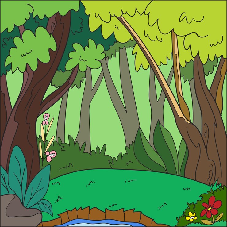 Vetor lagoa de fundo de natureza de ilustração vetorial na selva