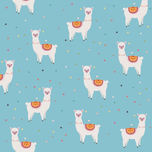 Lama ou alpaca com pontos sem costura de fundo