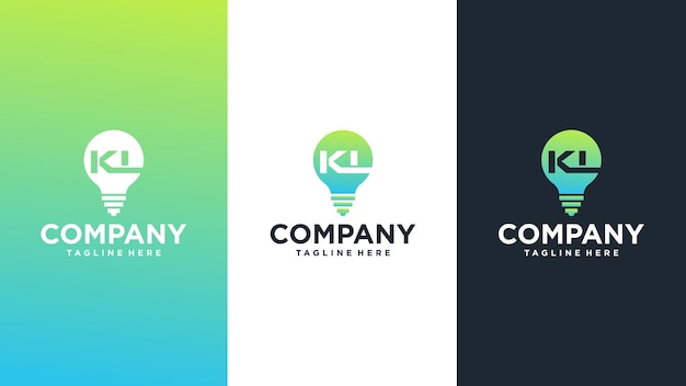 Lamp letter kl logo design premium vector