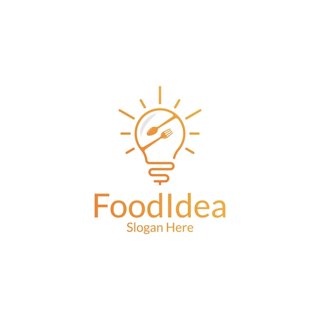 Lâmpada com design de logotipo de ideia de comida de colher e garfo