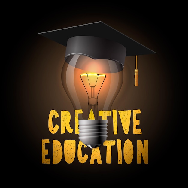 Lâmpada de iluminação de design de educação criativa com ilustração vetorial de cartolina