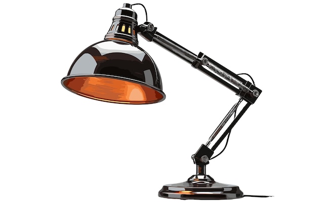 Vetor lâmpada de mesa preta vintage isolada em vetor de fundo branco