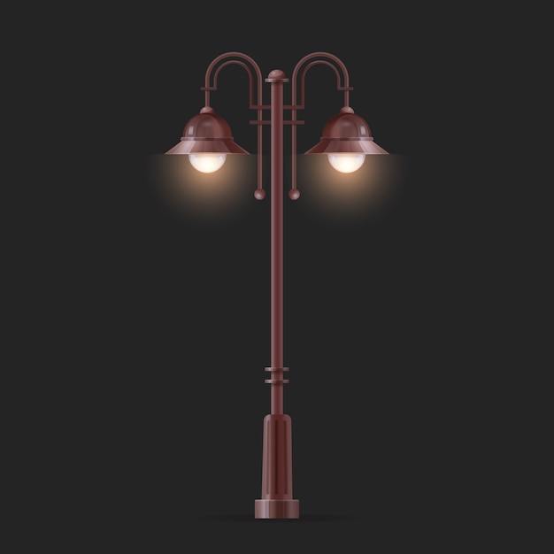 Lâmpada de rua clássica ou objeto isolado de vetor de iluminação de rua