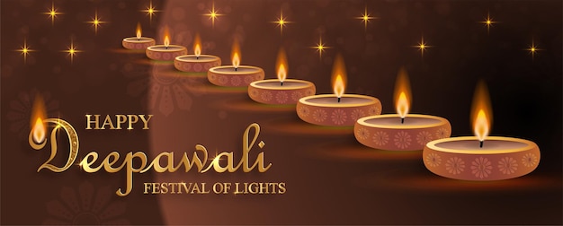 Lâmpada diya com iluminação de fogo para diwali, deepavali ou dipavali, o festival indiano de luzes na cor de fundo