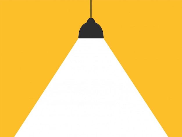 Vetor lâmpada do conceito que emite a luz branca em um fundo amarelo moderno para adicionar sua mensagem.