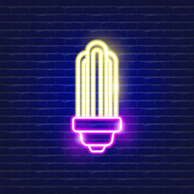 Vetor lâmpada elétrica néon ícone eletricidade conceito vetor ilustração para design