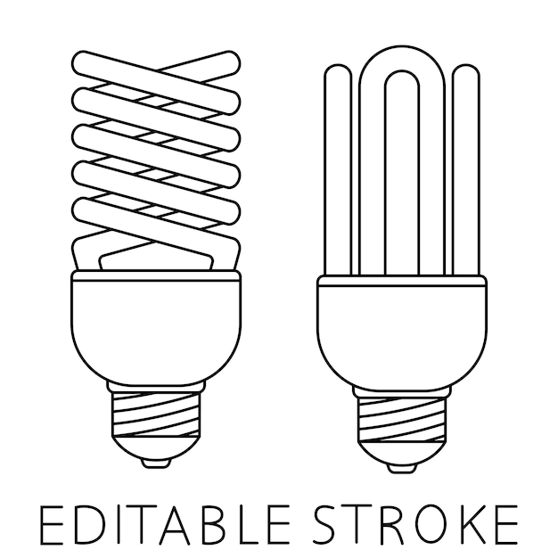 Lâmpada fluorescente para projeto de conceito. ícone de lâmpada. idéia de design. lâmpada econômica. lâmpada luminescente em estilo de contorno. ilustração vetorial isolada em fundo branco