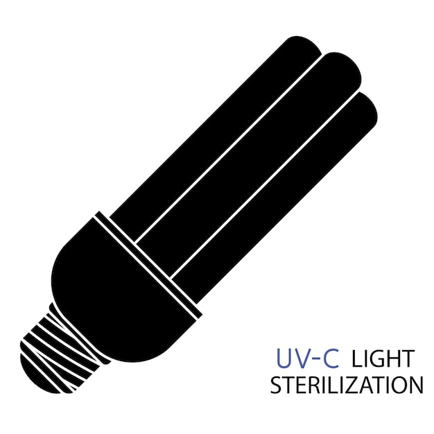 Lâmpada luminosa azul com raios ultravioleta. esterilização de ar e superfícies por luz ultravioleta. lâmpada bactericida. esterilizador uv-c. desinfecção de instalações. procedimento de descontaminação médica. vetor