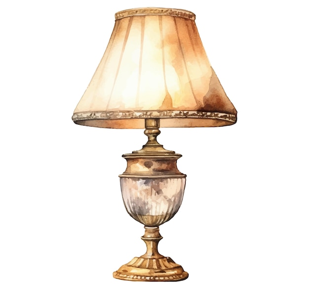 Vetor lâmpada vintage em estilo aquarela isolado no fundo branco.