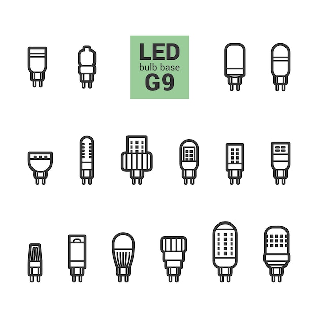 Lâmpadas LED delinear um conjunto de ícones