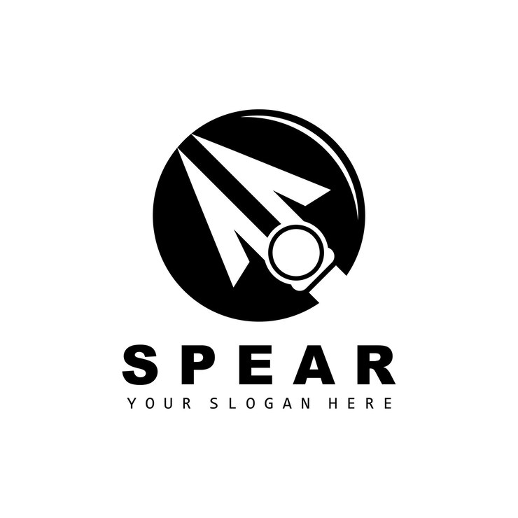 Vetor lança logo design de equipamento de caça seta arma de guerra vetor de marca de produto