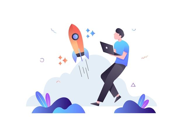 Lançando uma ilustração de negócios de inicialização