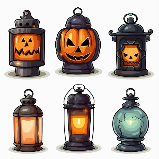 Vetor lanterna de halloween fundindo arte horror geração de ia