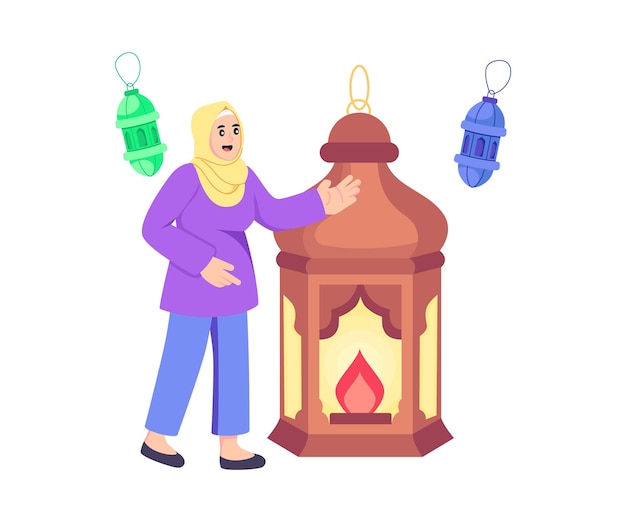 Lanterna islâmica estilo plano design ilustração vetorial ilustração de estoque