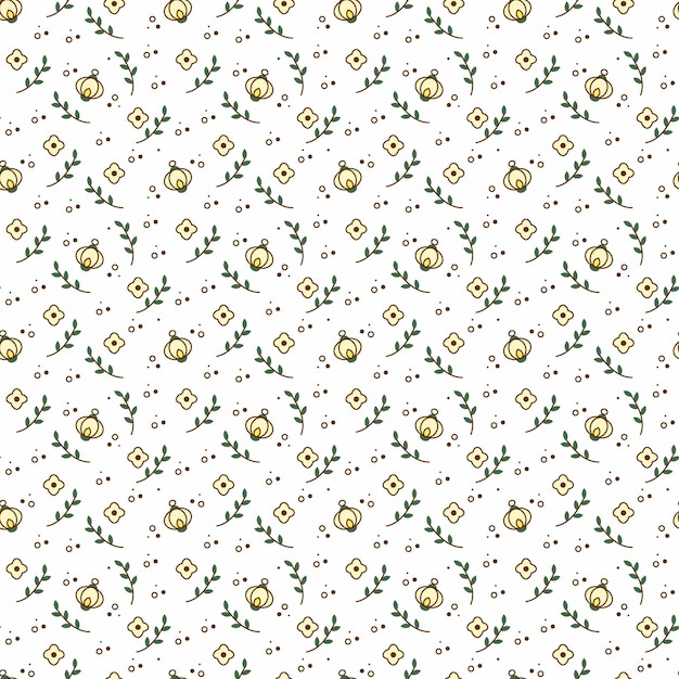Lanterna pattren3 Padrão sem costura com ramo de lanterna bonito e ilustração em vetor de cor de desenho animado de flor
