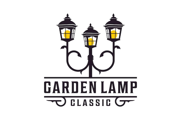 Lanterna post classic street lamp restaurant vintage logo design vector