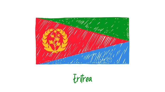 Lápis colorido de bandeira da eritreia ou vetor de desenho de marcador