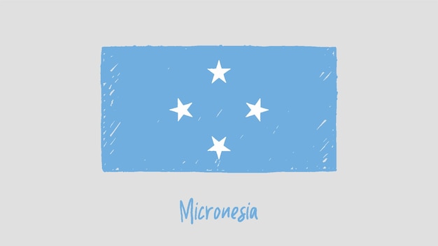 Lápis colorido de bandeira da micronésia ou vetor de desenho de marcador