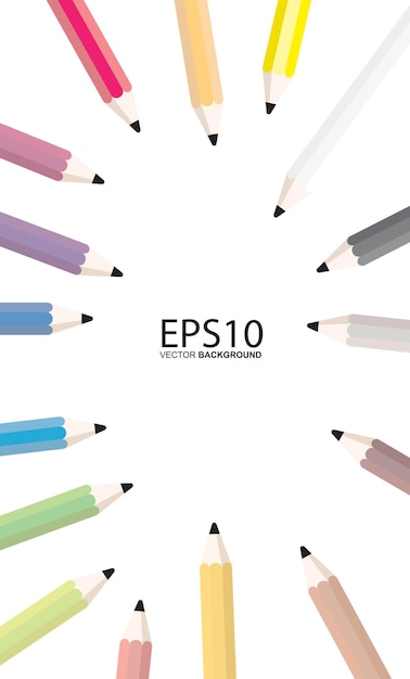 Lápis coloridos no modelo de fundo branco