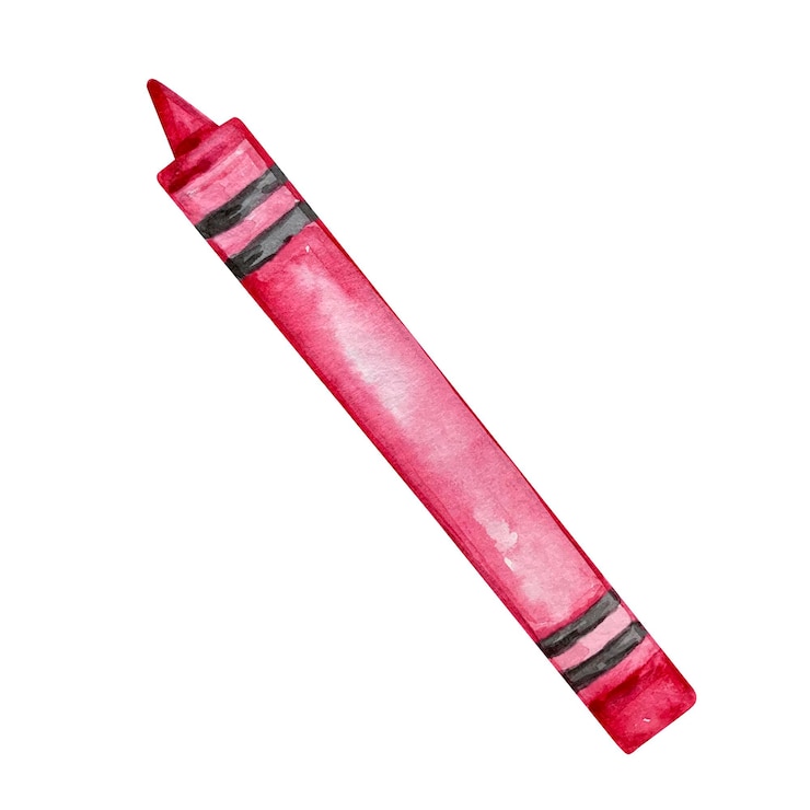 Vetor lápis de cor vermelho para crianças da escola em aquarela para desenhar