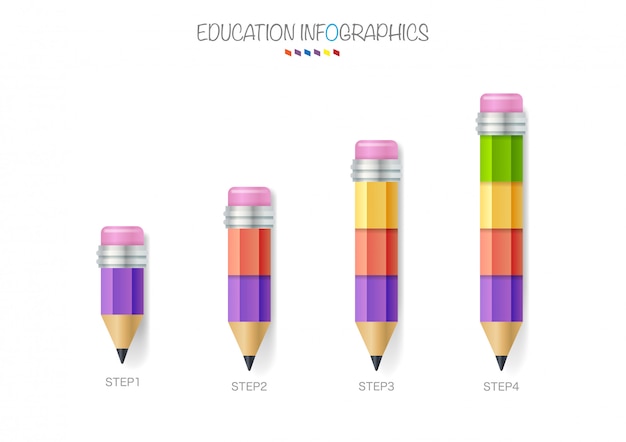 Vetor lápis de educação infográficos etapa 4 opção