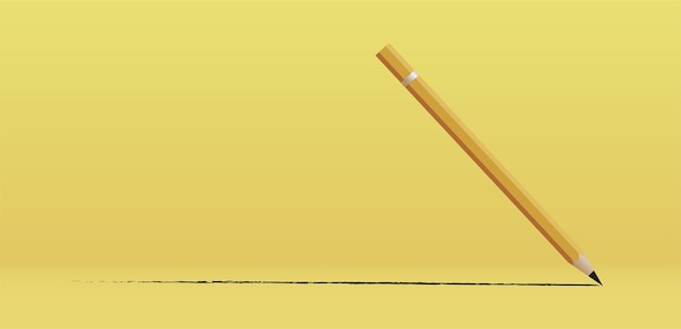 lápis de vetor 3d desenhando um banner de linha com espaço de cópia