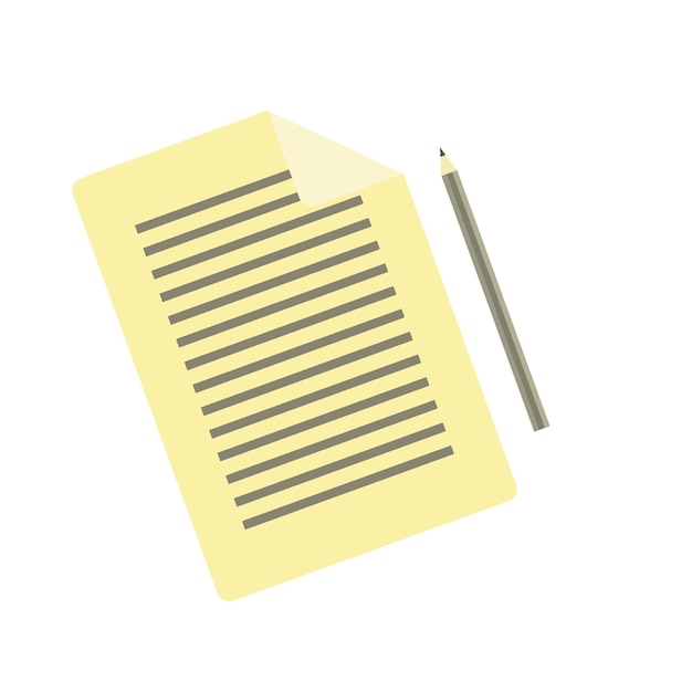 Lápis de vetor plano simples e ícone de documento