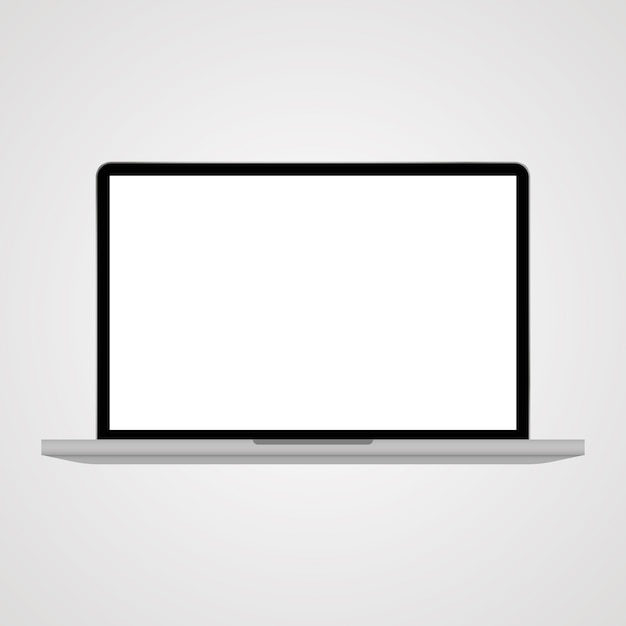 Laptop realista nas costas cinza