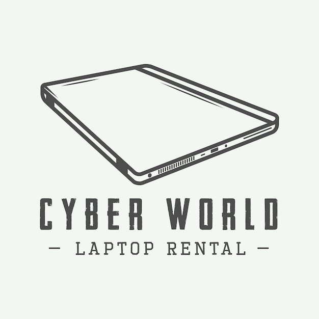 Laptop vintage pode ser usado para emblema de crachá de logotipo e muito mais