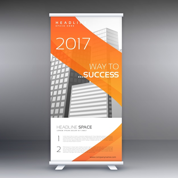 Laranja abstrata enrolar banner design vetor standee