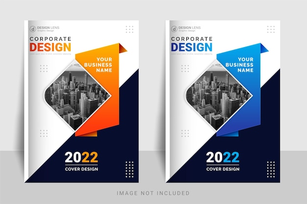 Laranja azul gradiente editável elegante conceito único imprimir pronto modelo de capa de livro corporativo