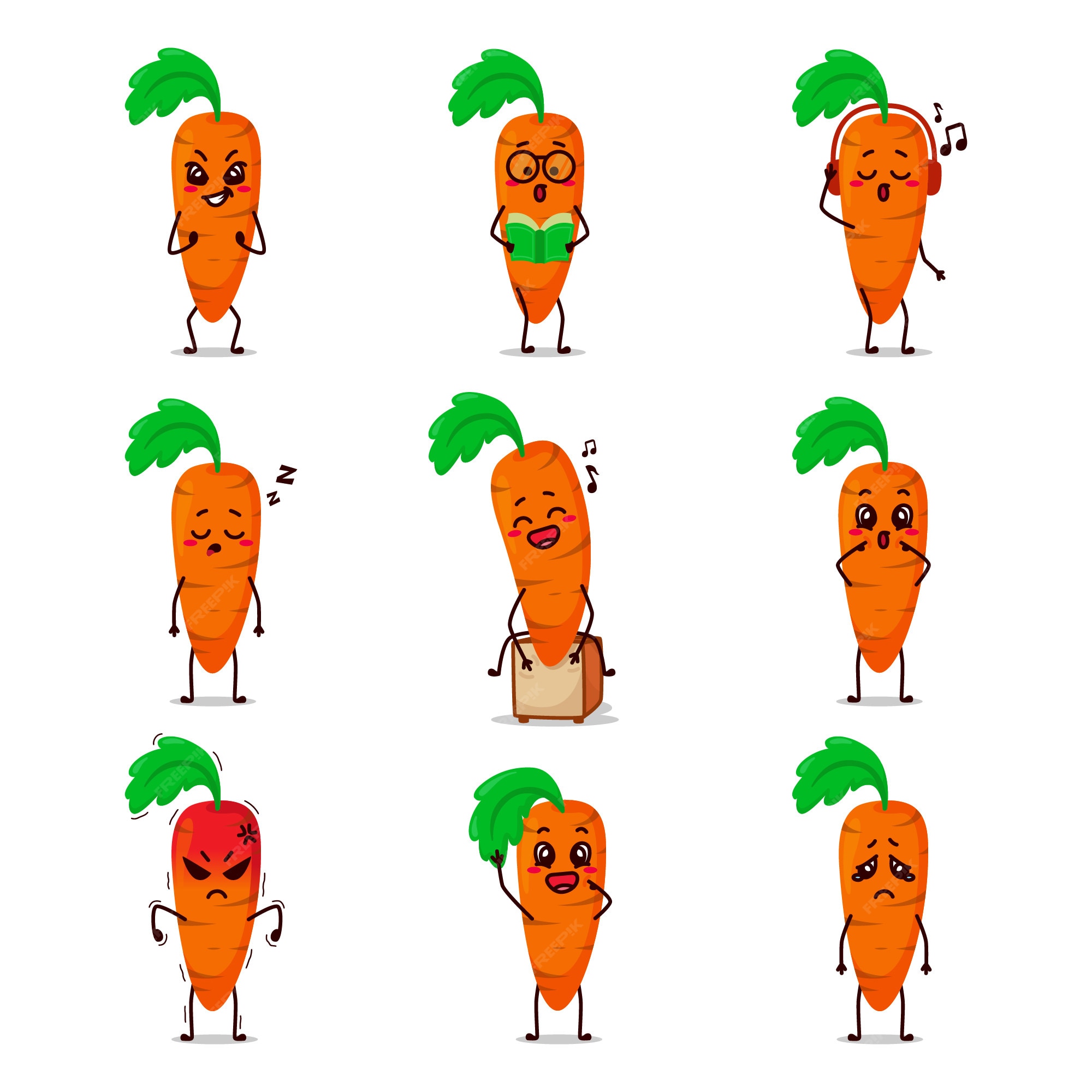 Laranja cenoura vegetal fruta ícone cartoon caricatura emoticon expressão  fazendo atividade diária jogar basquete boxe ginásio skate livro livro  faculdade passeio cantar música feliz selfie se apaixonar