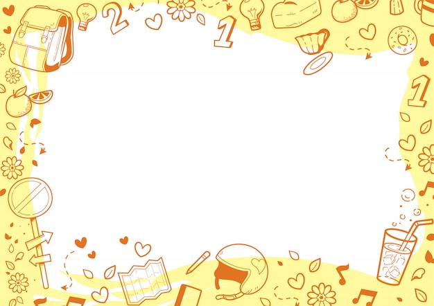 Laranja doodle frame em branco